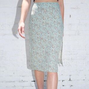 Brandy Melville Floral Pencil Skirt - Mint and Red